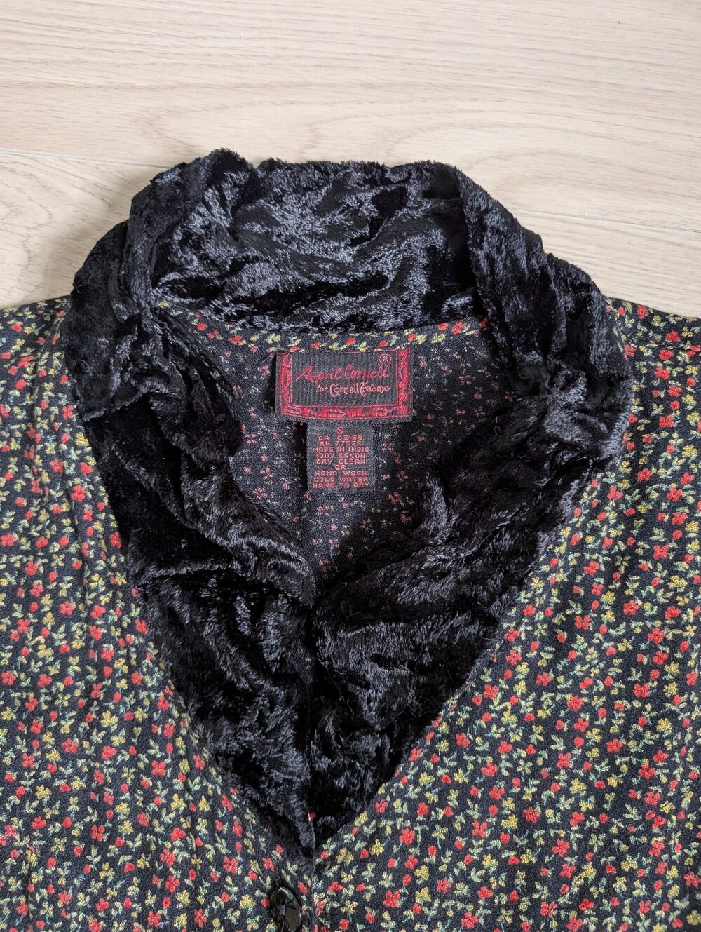 Vintage April Cornell Velvet Collar Prairie Duster Dress - Picture 10 of 15